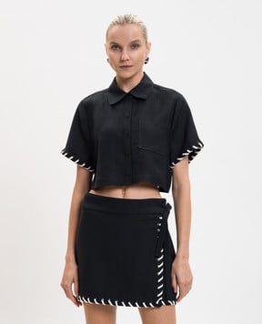 Simkhai Black cropped linen shirt 1262285SW