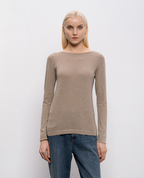 Brunello Cucinelli Brown cashmere and silk lurex jumper M41800008