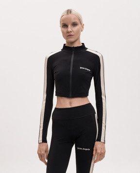 Palm Angels Black sports crop top with zipper PWVB001S26FAB001