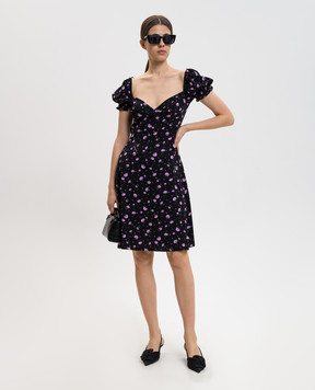 Dolce&Gabbana Black dress with floral print silk F60GOTFSA8M