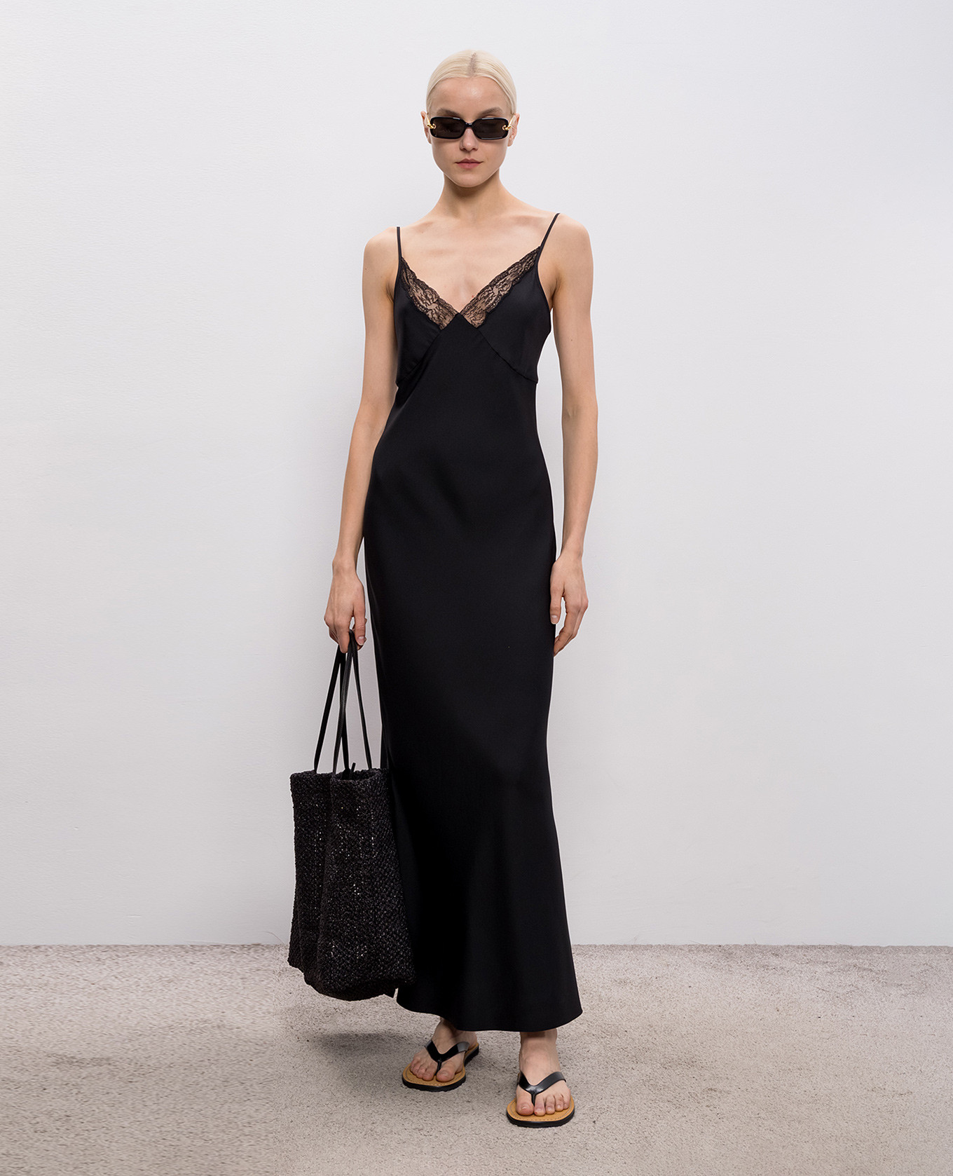 

Barina black silk maxi dress The Row