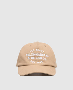 Dolce&Gabbana Children's brown cap with logo embroidery LB4H80LY110