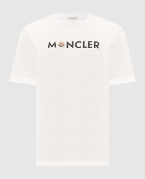Moncler Ivory T-shirt with logo print L20918C0005189B8Q