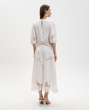Twinset White linen dress with openwork inserts 261TT2240