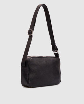 Orciani Black leather bag with textured logo P00759LGN