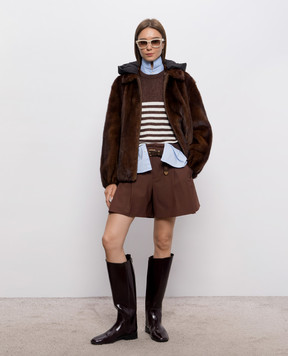 Simonetta Ravizza Brown Hope mink fur coat F06JA419M1A