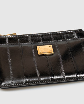 Dolce&Gabbana Black leather cardholder with logo plate BI1261A8B08