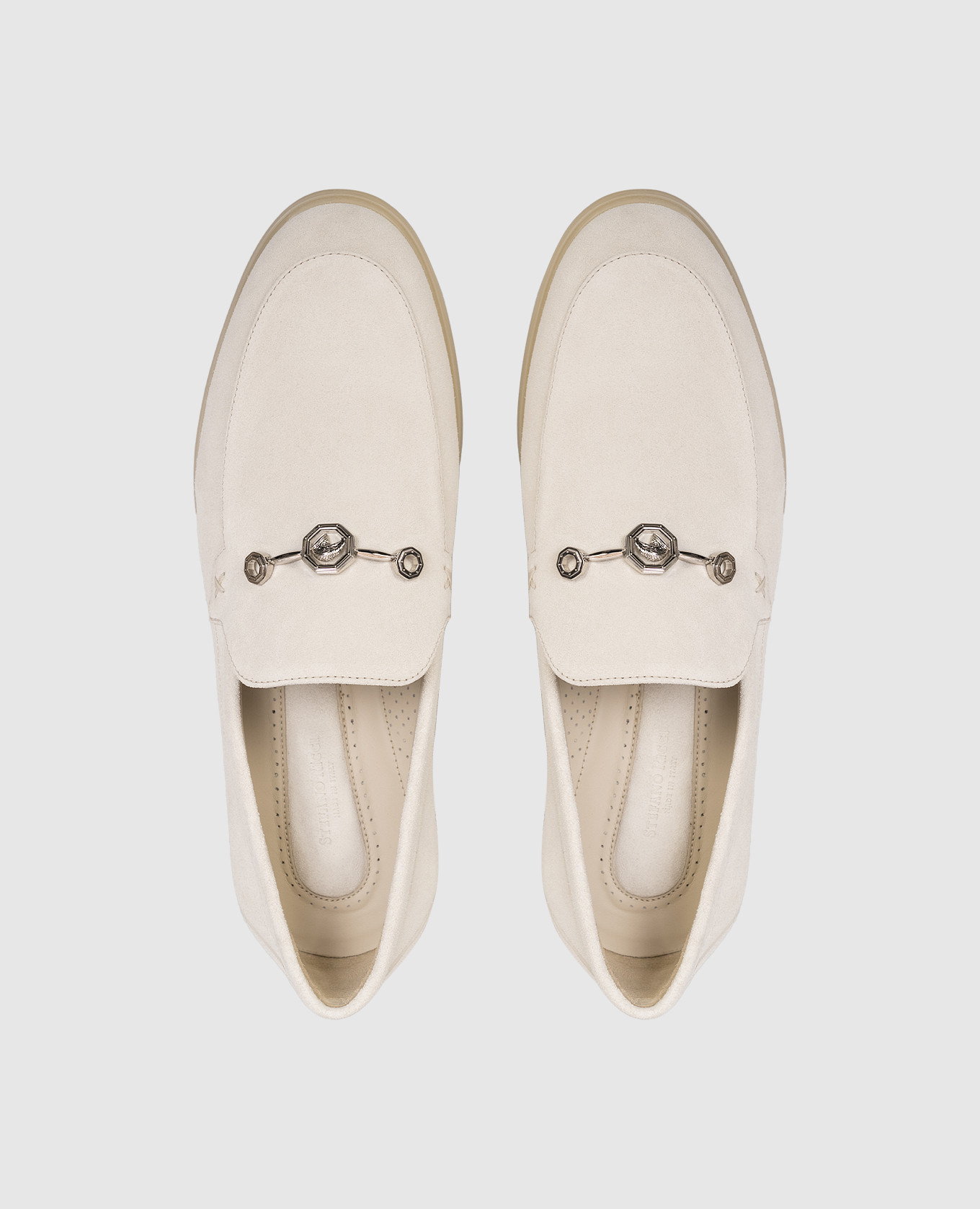 

White suede loafers with emblem Stefano Ricci