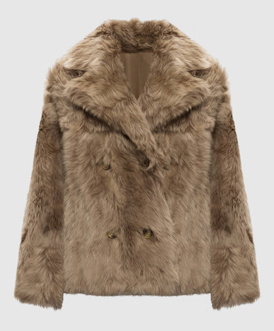 Brown double-breasted sheepskin coat