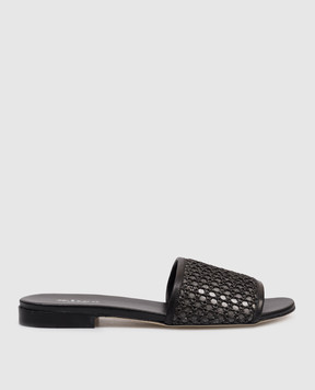 Kiton Black flip-flops with weaving D61802N01446
