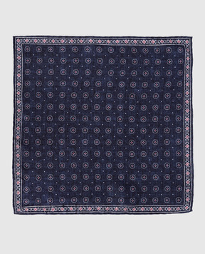 Brunello Cucinelli Blue double-sided patterned silk pachet MX8670091