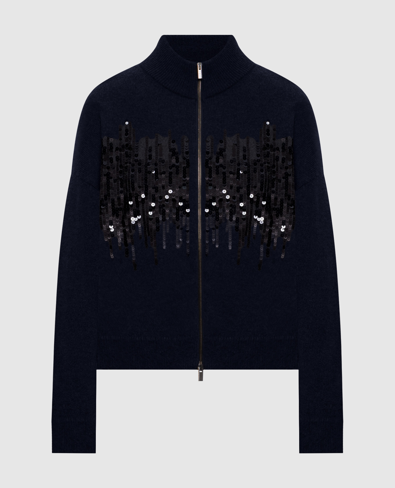 Blue wool cardigan with sequins