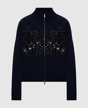 Peserico Blue wool cardigan with sequins A99836F07RL9100