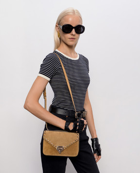 Valentino Brown suede Rockstud crossbody bag 9W2B0T76KQQ