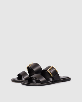 Ami Paris Black leather flip-flops with logo engraving FSV833AL0181