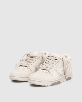 Off-White Out Of Office beige leather sneakers OMIA189S26LEA004