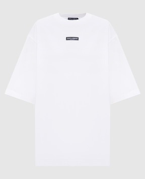 Dolce&Gabbana White T-shirt with logo patch F8V78THU7MA