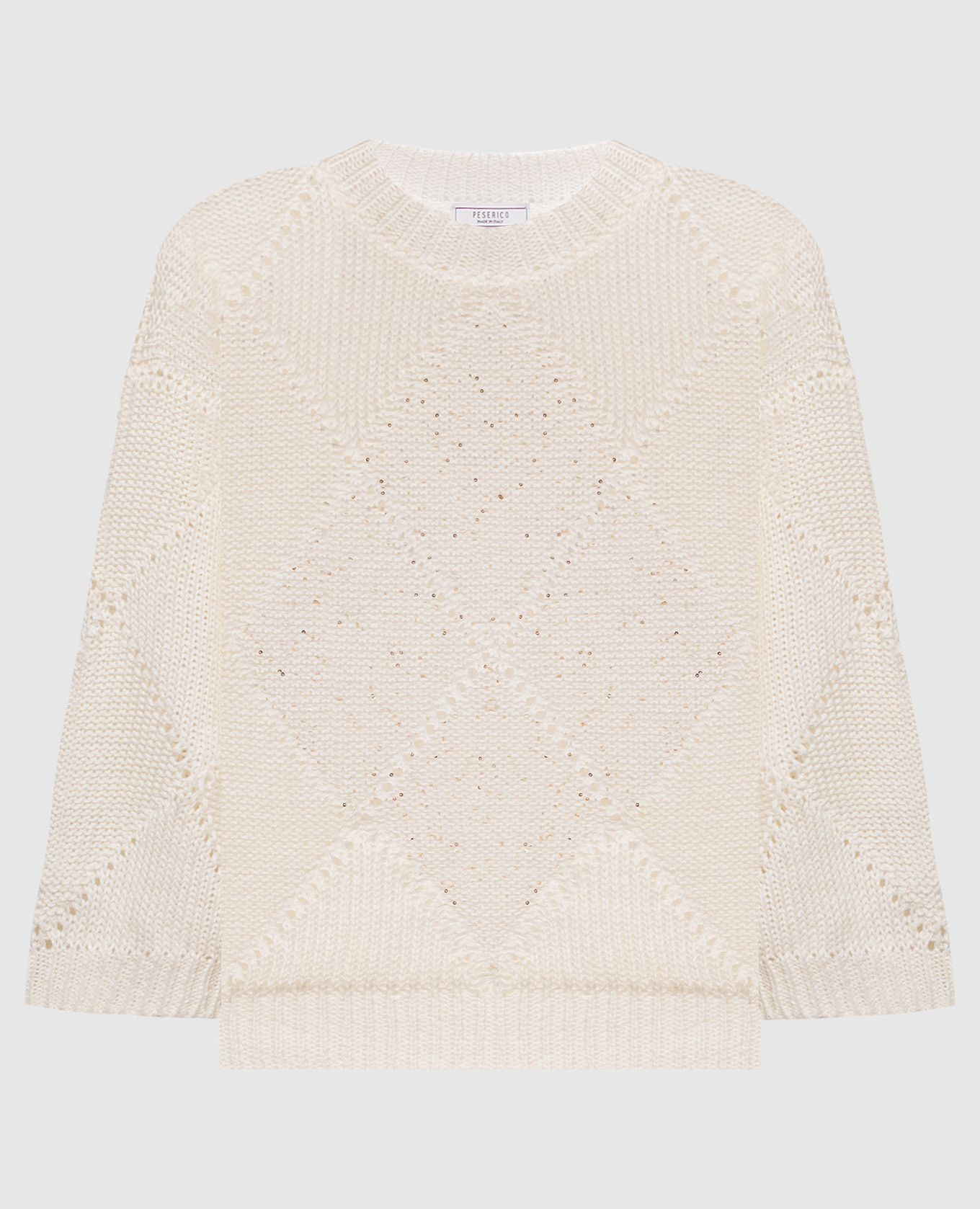 White linen sweater with sequins