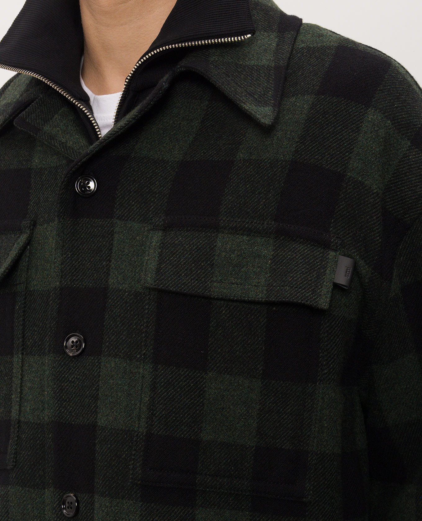 Green wool check shirt Ami Paris 5