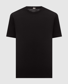 CAPOBIANCO Black T-shirt with logo patch 20M660MK00
