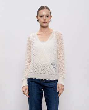 Twinset White openwork sweater with wool 252TT3200