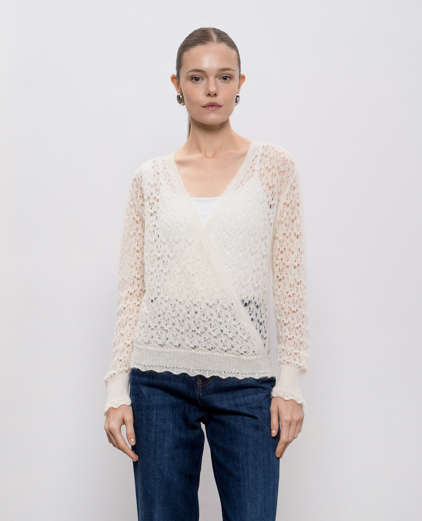White openwork sweater with wool Twinset 3
