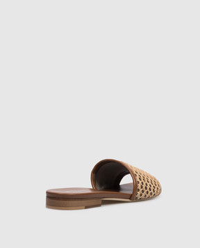 Kiton Brown flip-flops with weaving D61802N01446