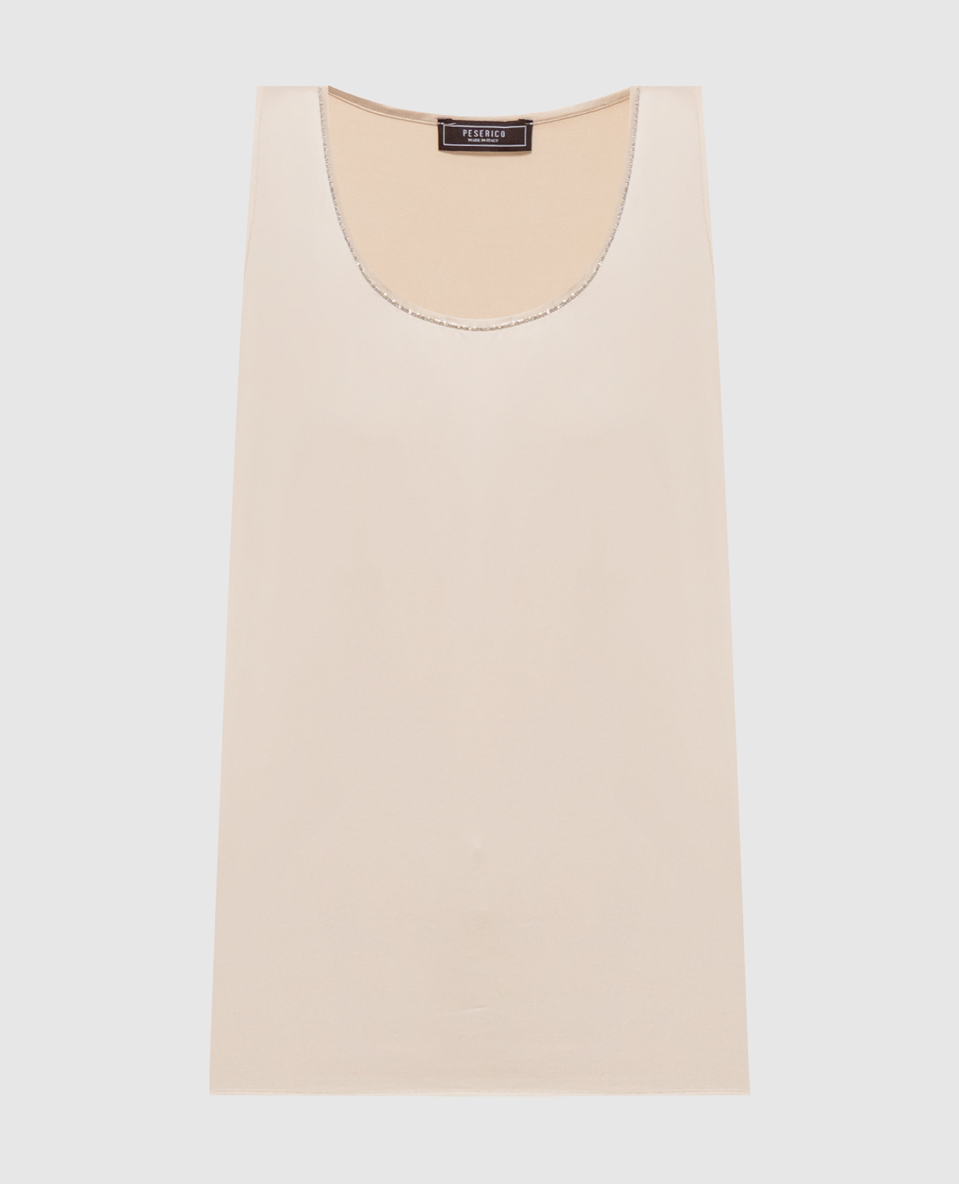 Beige top with monil chain