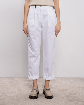 Peserico White pants with a patch A04987T2302481