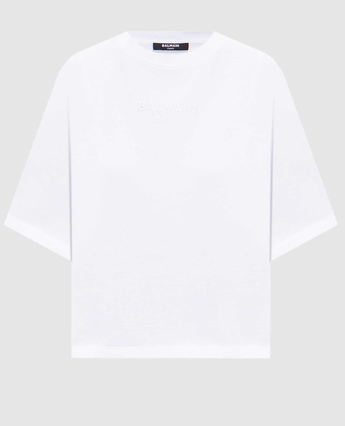 White cropped T-shirt with embroidered logo