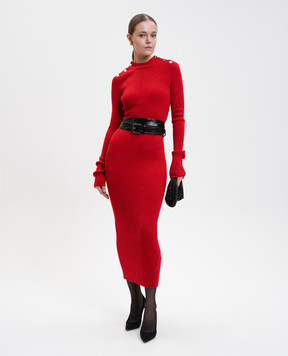 Max Mara Sportmax Red GARIBO ribbed wool dress GARIBO