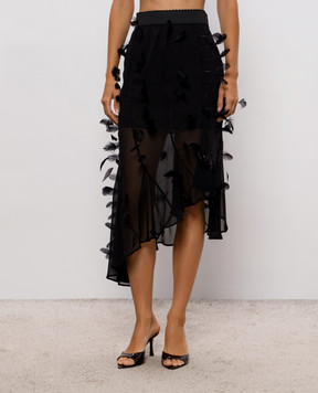 The Attico Black skirt with feathers 261WCS00329PAA085FS