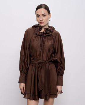 Twinset Brown mini dress with ruffles 261AP2181