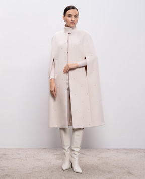 Peserico Beige wool and cashmere cape with crystals E2206400R203194
