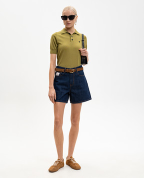 Ami Paris Green merino wool polo shirt FPL439KN0039