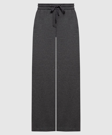 Grey insulated track pants with lurex