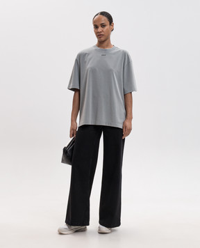 Off-White Gray T-shirt with Flower print 2FA00646T