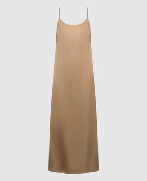 Peserico Brown midi dress with monil chain A0205906638