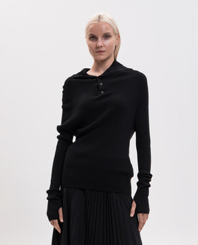 Y`S Yamamoto Black ribbed sweater with silk YVK06682