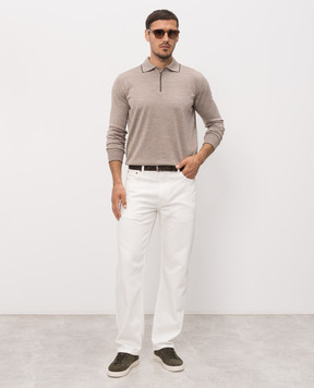 Stefano Ricci Beige wool, silk and cashmere polo shirt KE08004P30E26374