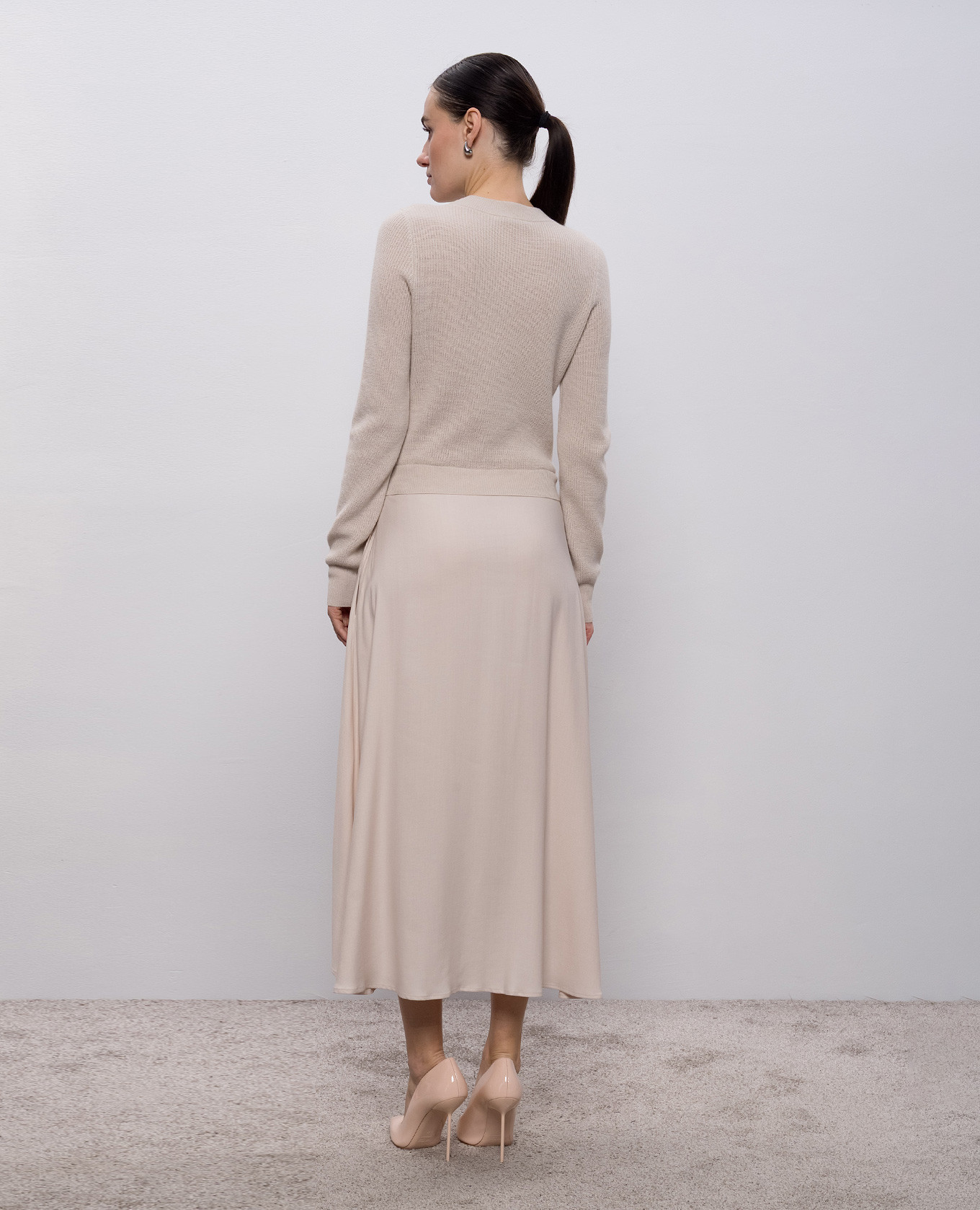 Beige midi dress with wool, silk and cashmere Peserico 4