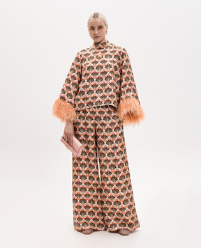 La DoubleJ Brown printed silk pants TRO0003SIL001FLF02