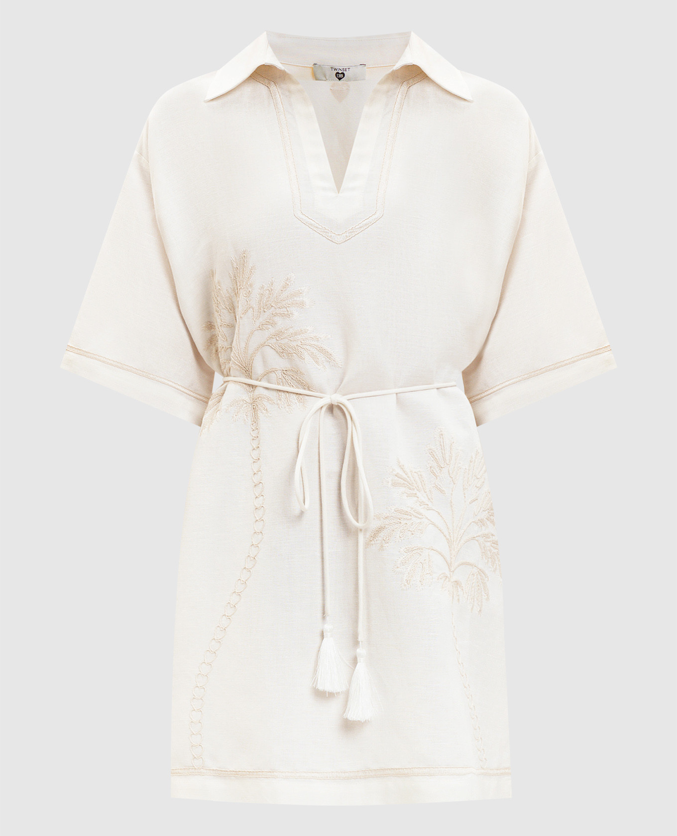 White linen dress with embroidery