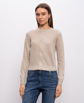 Brunello Cucinelli Beige linen and silk cardigan M10550216