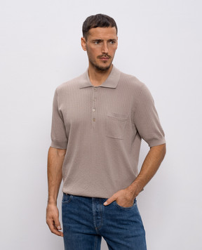 Brunello Cucinelli Beige polo shirt with woven pattern M29806205