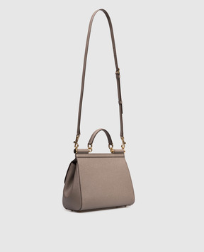 Dolce&Gabbana Beige leather bag Sicily with logo plate BB6002B1001