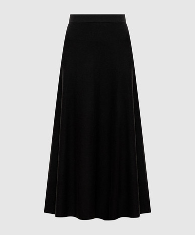 Torie Khaki Cashmere Midi Skirt
