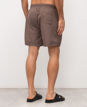 Brunello Cucinelli Brown swim shorts with logo emblem MW817043