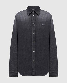 Versace Black denim shirt with logo patch 10207011A16808
