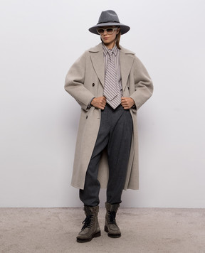 Brunello Cucinelli Beige wool and cashmere coat MD5329061